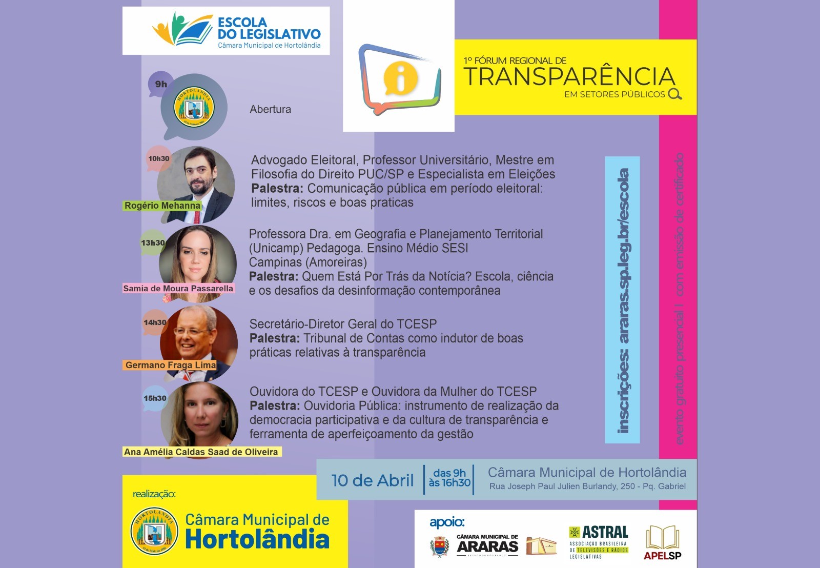 1º Fórum Regional de Transparência em Setores Públicos acontece no dia 10 de abril